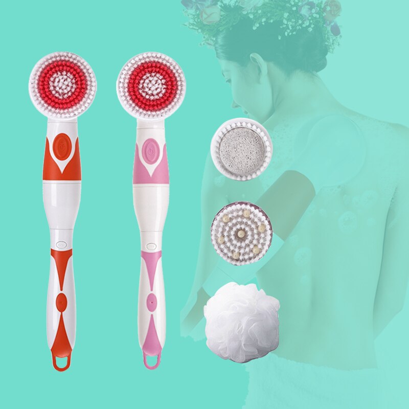 Electric Bath Brushes 4 in 1 Multifunctional Back Massage Scrubber Waterproof Anti-slip Automatic Shower Body Cleaner